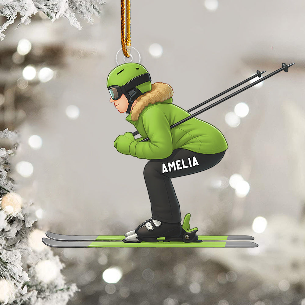Custom Name Skier Ornament, Personalized Christmas Ornament For Ski Lovers Do99