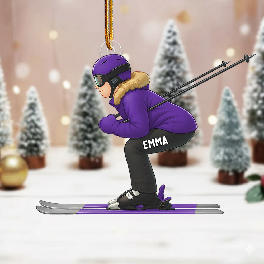 Custom Name Skier Ornament, Personalized Christmas Ornament For Ski Lovers Do99