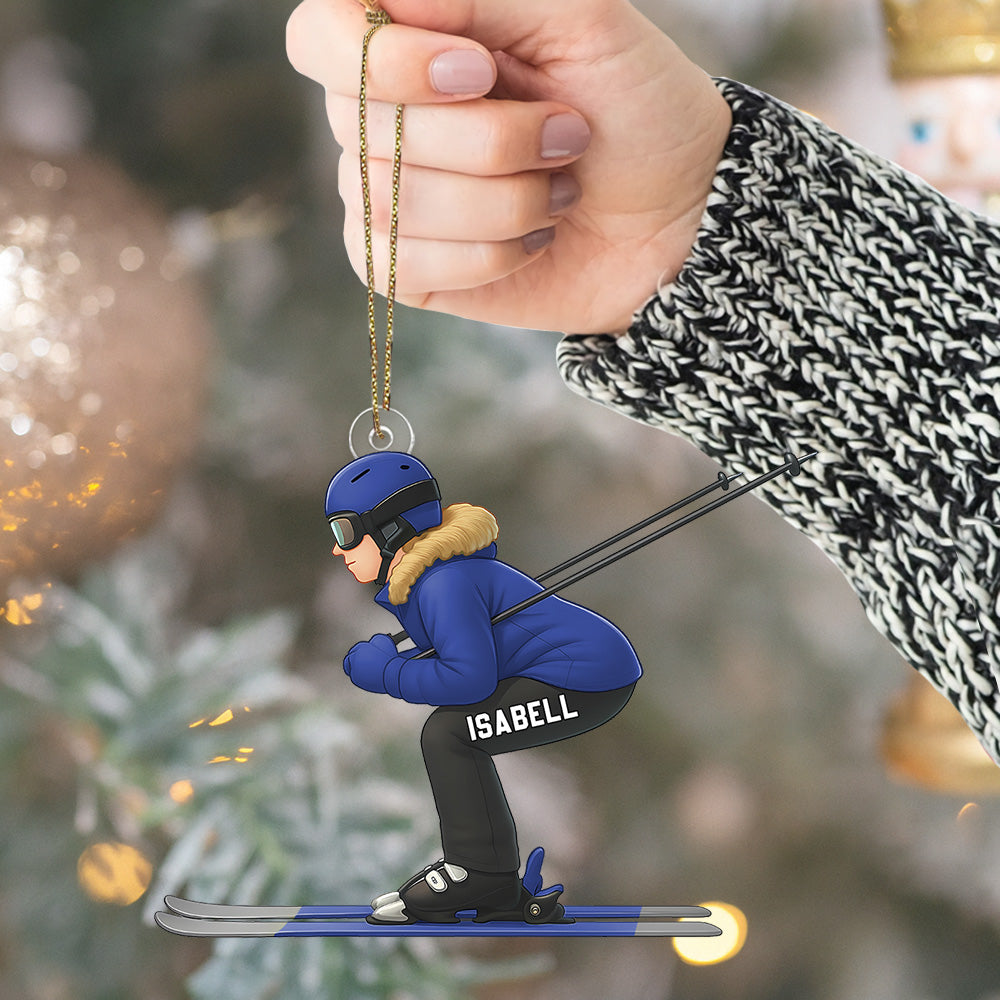 Custom Name Skier Ornament, Personalized Christmas Ornament For Ski Lovers Do99