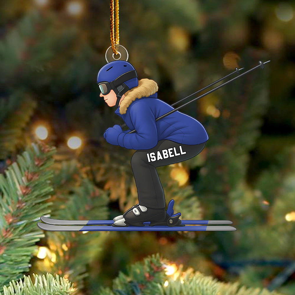 Custom Name Skier Ornament, Personalized Christmas Ornament For Ski Lovers Do99