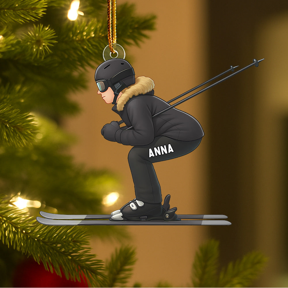 Custom Name Skier Ornament, Personalized Christmas Ornament For Ski Lovers Do99