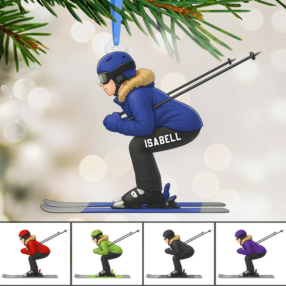 Custom Name Skier Ornament, Personalized Christmas Ornament For Ski Lovers Do99