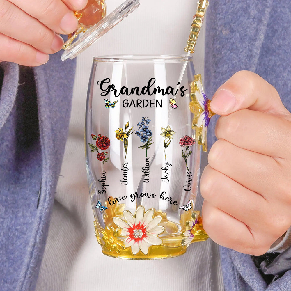 Monogram Cup Custom Name Tea Cup - Personalized Enamel Flower Tea Cup Tu20