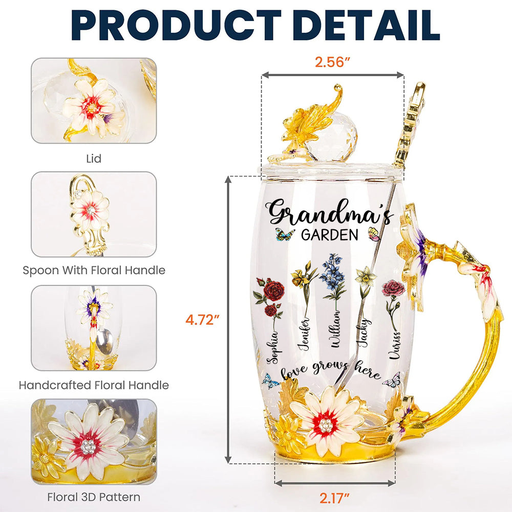 Monogram Cup Custom Name Tea Cup - Personalized Enamel Flower Tea Cup Tu20