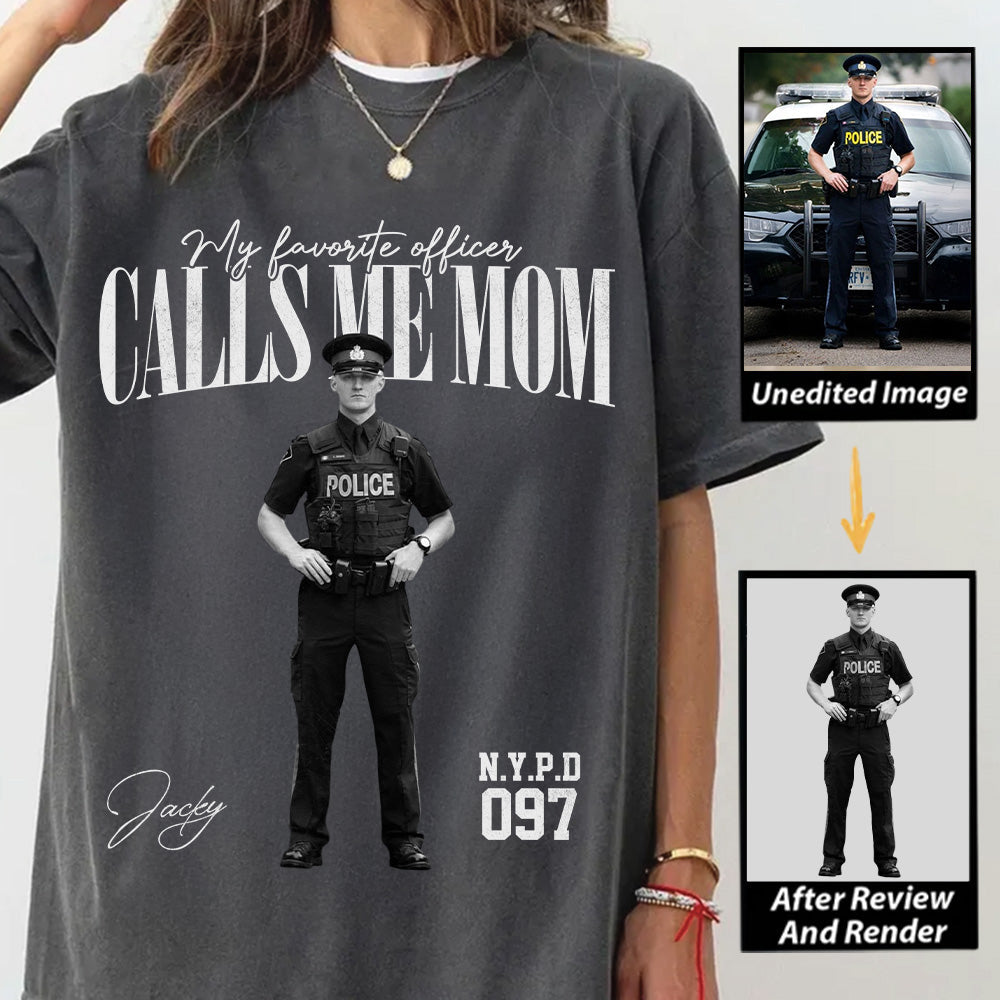 My Favorite Officer Calls Me Mom - Washed Tee Retro Bootleg Shirt For Police Family A2110