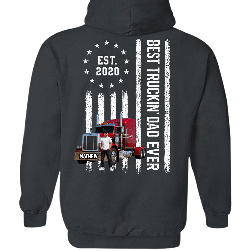 Custom Photo Best Truckin' Dad Ever Shirt, Gift For Dad, Grandpa, Father's Day L0411 T24