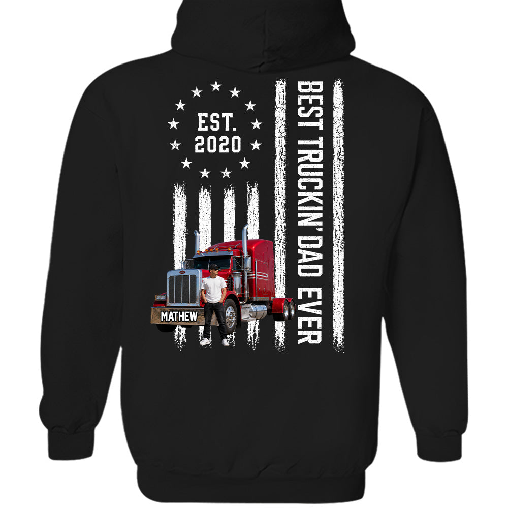 Custom Photo Best Truckin' Dad Ever Shirt, Gift For Dad, Grandpa, Father's Day L0411 T24