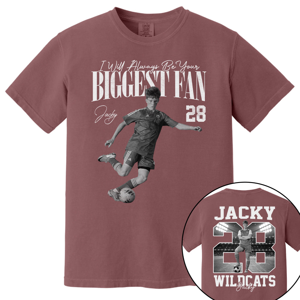 I'll Always Be Your Biggest Fan - Washed Tee Retro Bootleg Shirt - Custom Photo Soccer Player Gift For Soccer Lovers T1807 T24