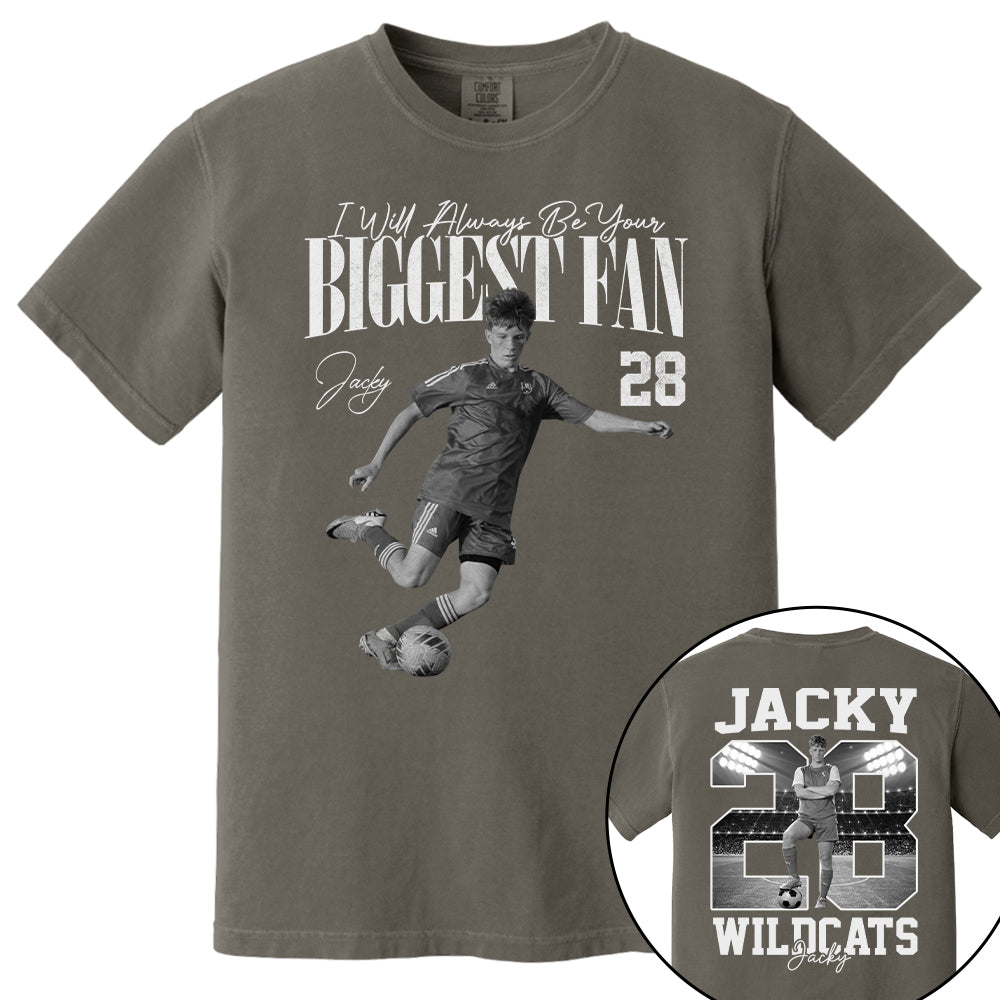 I'll Always Be Your Biggest Fan - Washed Tee Retro Bootleg Shirt - Custom Photo Soccer Player Gift For Soccer Lovers T1807 T24