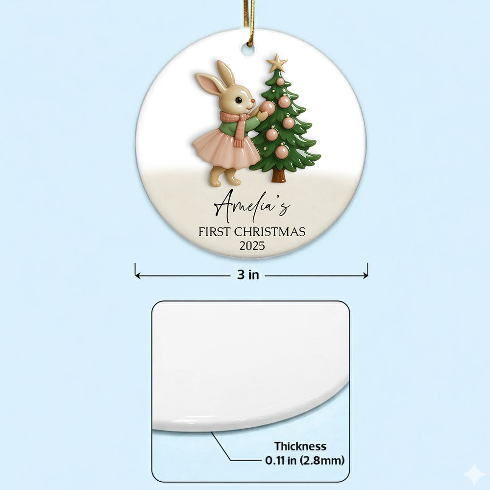 Baby Girl First Christmas Ornament, Personalized Baby Christmas Ornament, Baby's First Christmas, Custom Baby Ceramic Ornament, Christmas Keepsake