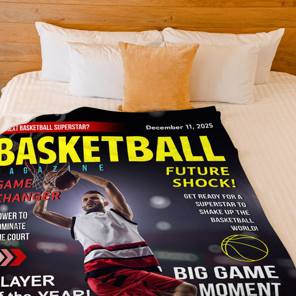 Personalized Basketball Magazine Cover Blanket - Basketball Lovers Gift