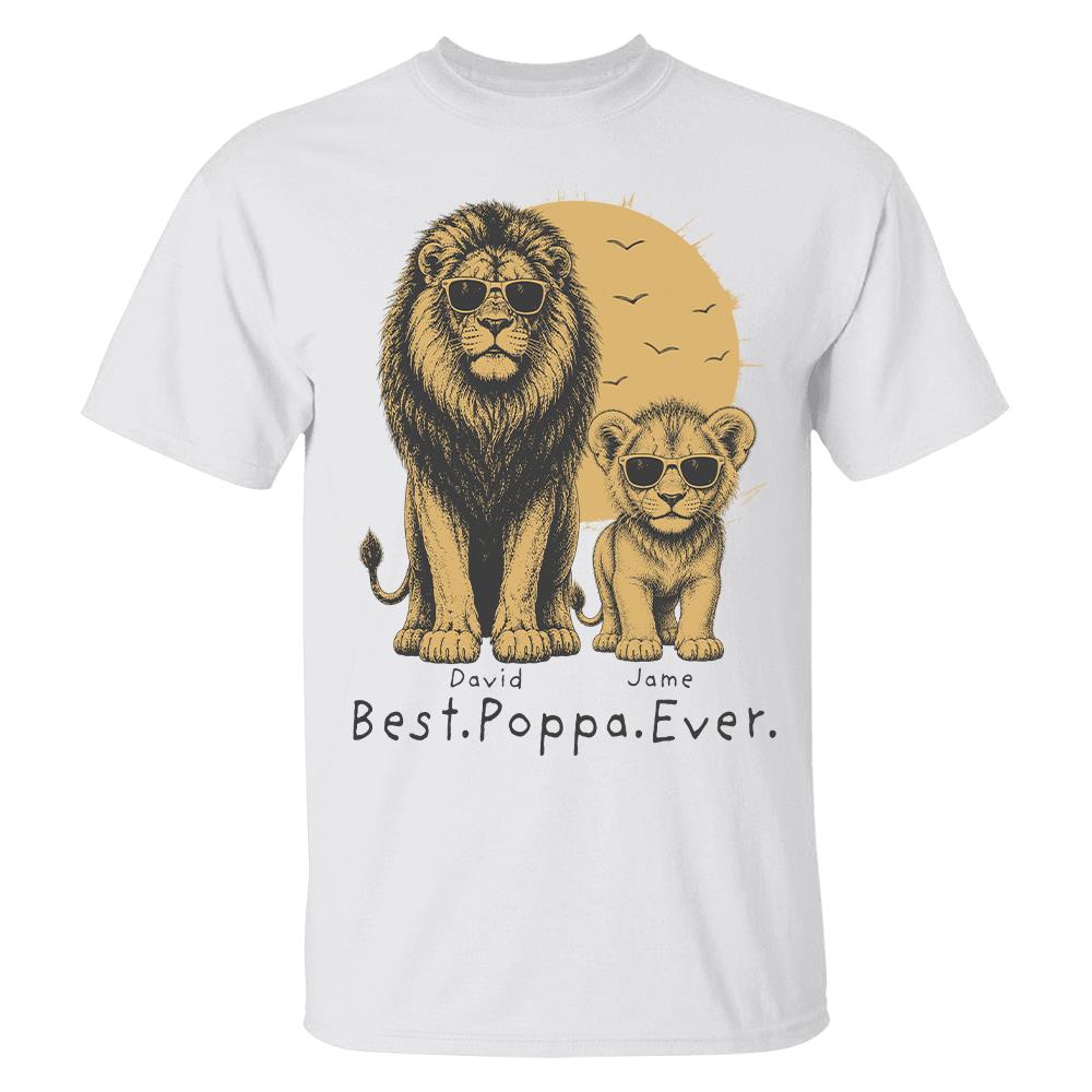 Retro Vintage Lion Dad And Kids Daddy Protector - Personalized Shirt - Cool Father's Day Gift For Dad, Husband Hv01 Vr2