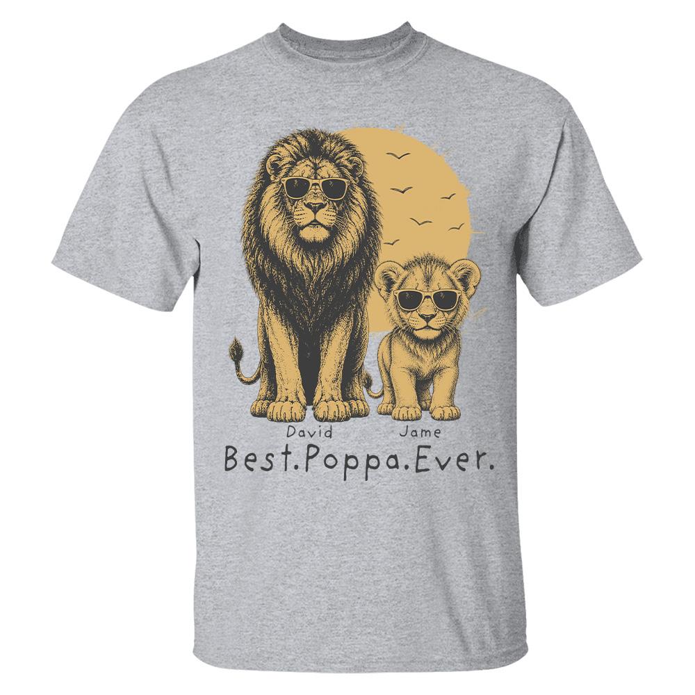 Retro Vintage Lion Dad And Kids Daddy Protector - Personalized Shirt - Cool Father's Day Gift For Dad, Husband Hv01 Vr2