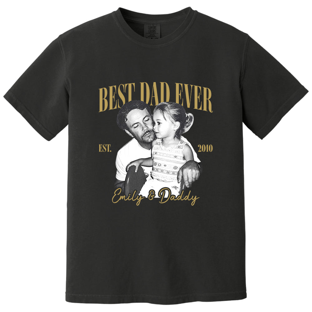Best Dad Ever Custom Vintage Photo Shirt Fathers Day Gift from Kids, Gift for Husband, New Dad Gift, Family Picture Tee, Dad Est Shirt Vh01 