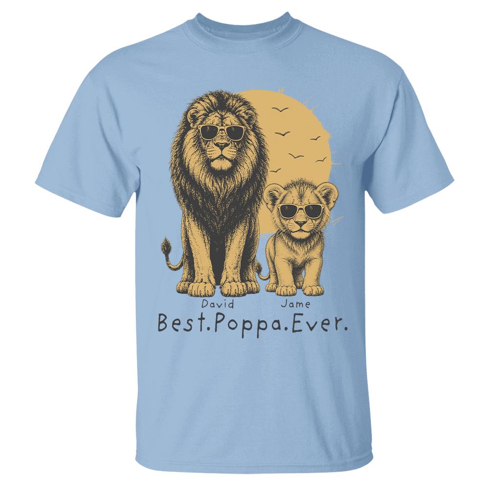 Retro Vintage Lion Dad And Kids Daddy Protector - Personalized Shirt - Cool Father's Day Gift For Dad, Husband Hv01 Vr2