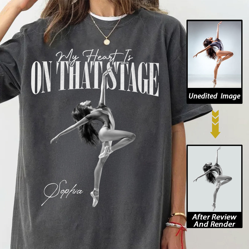 My Heart Is On That Stage - Washed Tee Retro Bootleg Shirt For Dance, Ballet Family Vrs2 A2110 Hv01