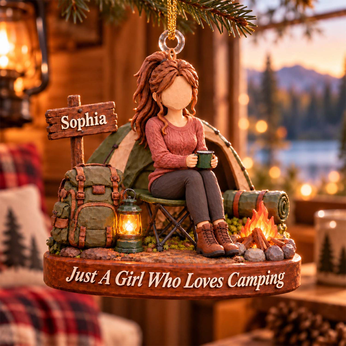 Just A Girl Who Loves Camping, Personalized Camping Ornament, Custom Name Gift, Gift For Camping Lovers MI209 Pt99