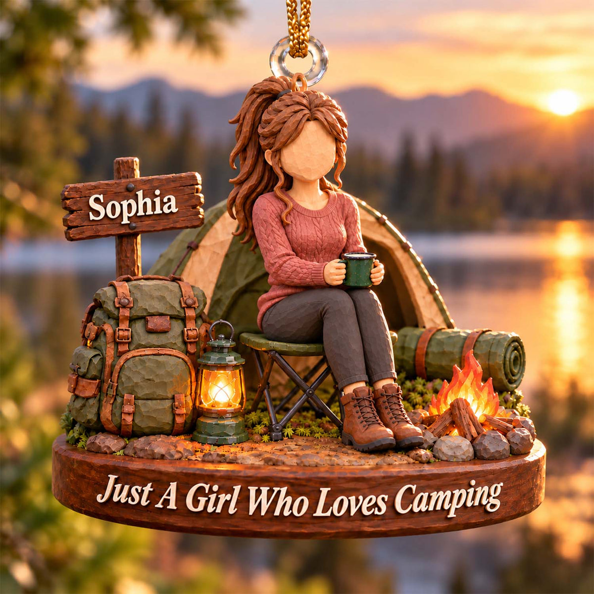 Just A Girl Who Loves Camping, Personalized Camping Ornament, Custom Name Gift, Gift For Camping Lovers MI209 Pt99