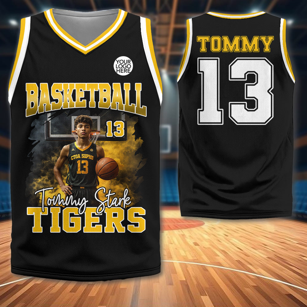 Personalized Basketball Jersey, Custom Photo And Team Name For Basketball Sport Family T1807
