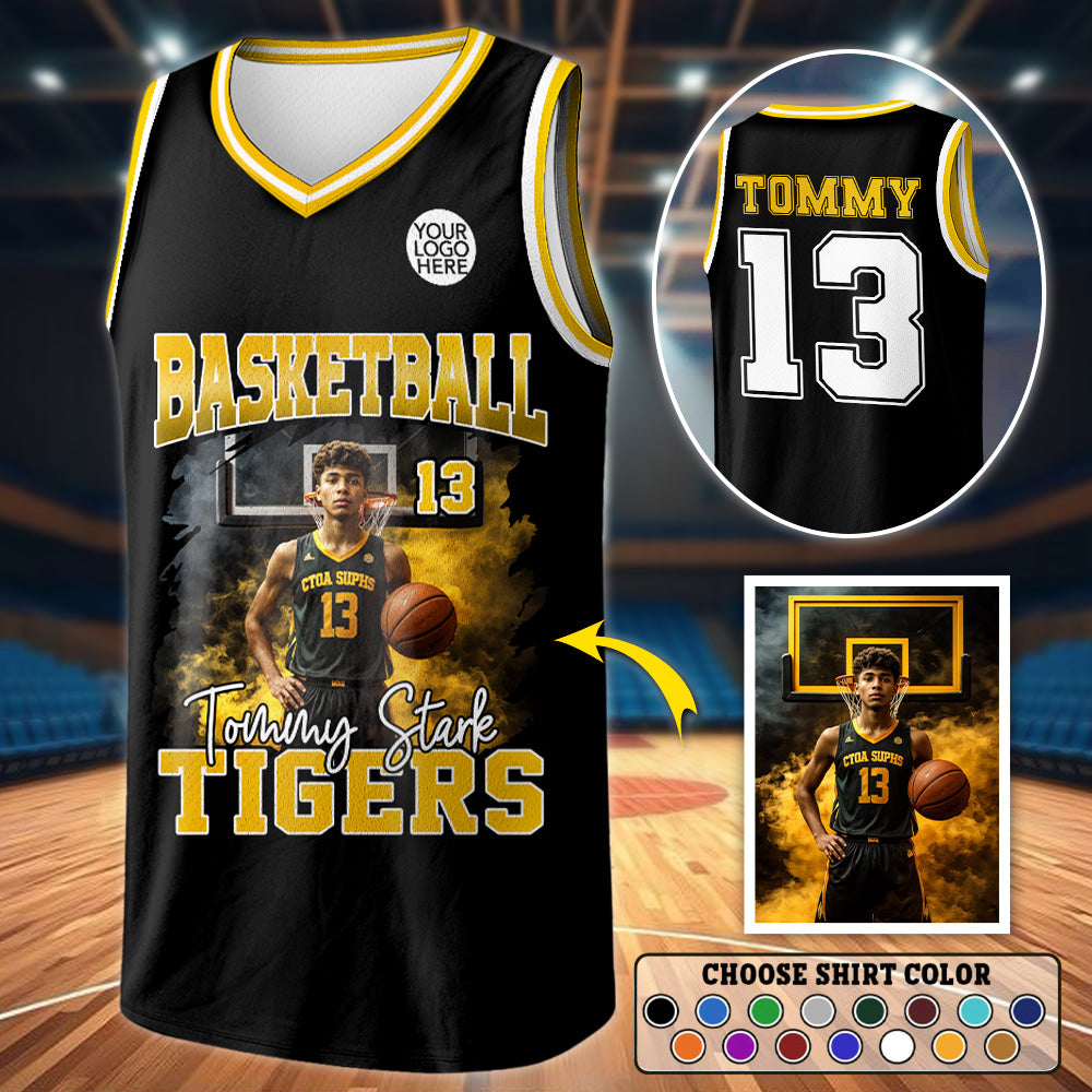 Personalized Basketball Jersey, Custom Photo And Team Name For Basketball Sport Family T1807