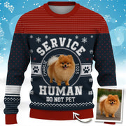 Service Human Do Not Pet, Custom Dog Christmas Ugly Sweater, Gift For Pet Lover T1807 Pt99