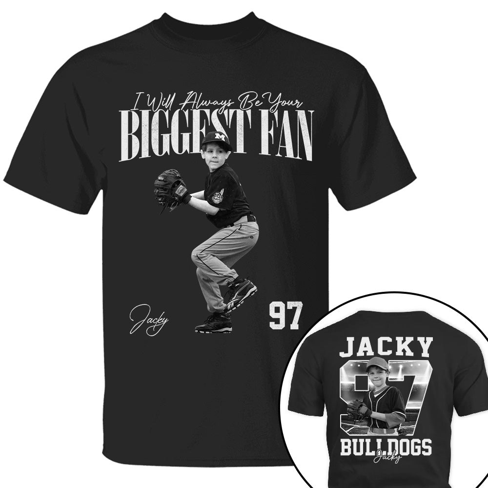 I'll Always Be Your Biggest Fan - Washed Tee Retro Bootleg Shirt - Custom Photo Baseball Player Gift For Baseball Lovers T1807 T24