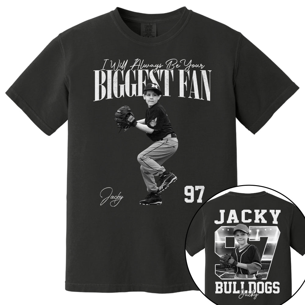 I'll Always Be Your Biggest Fan - Washed Tee Retro Bootleg Shirt - Custom Photo Baseball Player Gift For Baseball Lovers T1807 T24