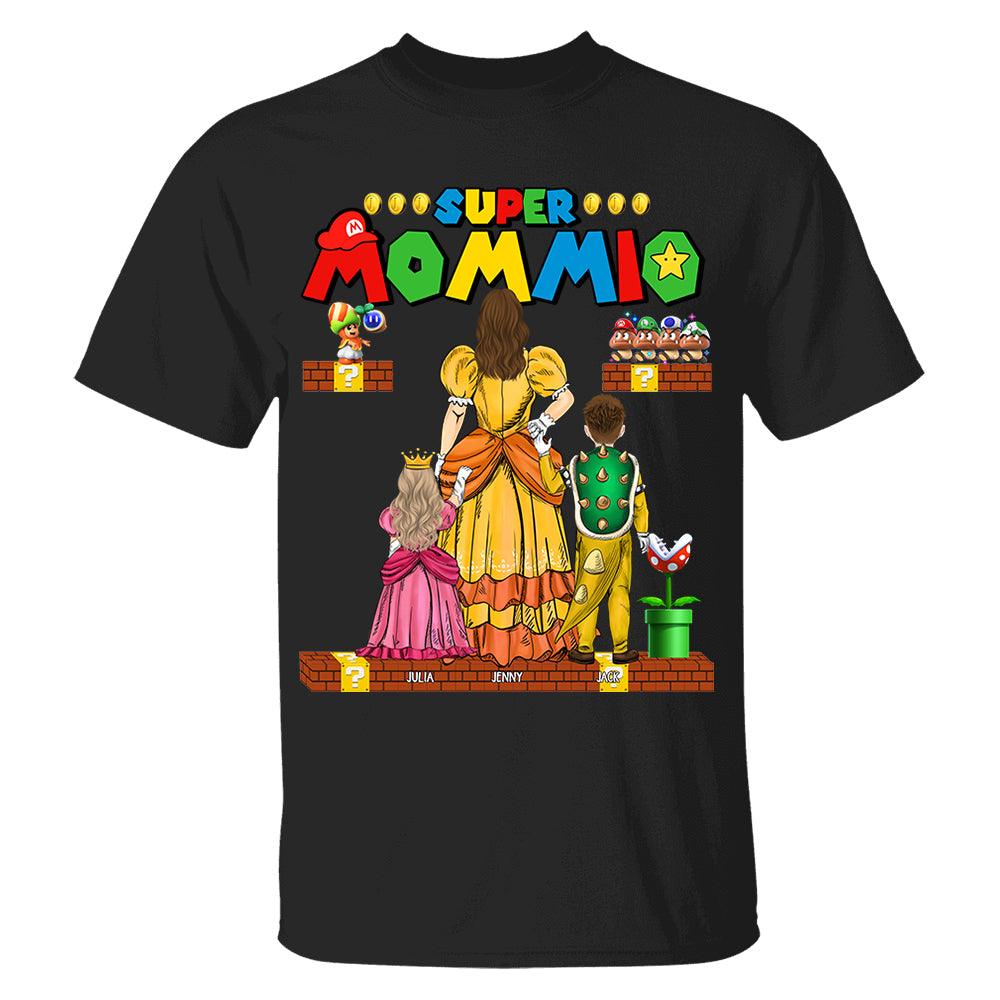 Custom Super Mommio Shirt, Personalized Mommio T-Shirt, Mothers Day Gift Tshirt, Mommio Shirt, Custom Kids Name Mom Shirt, Gamer Mom T Shirt Nh00