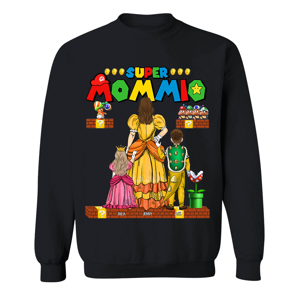 Custom Super Mommio Shirt, Personalized Mommio T-Shirt, Mothers Day Gift Tshirt, Mommio Shirt, Custom Kids Name Mom Shirt, Gamer Mom T Shirt Nh00