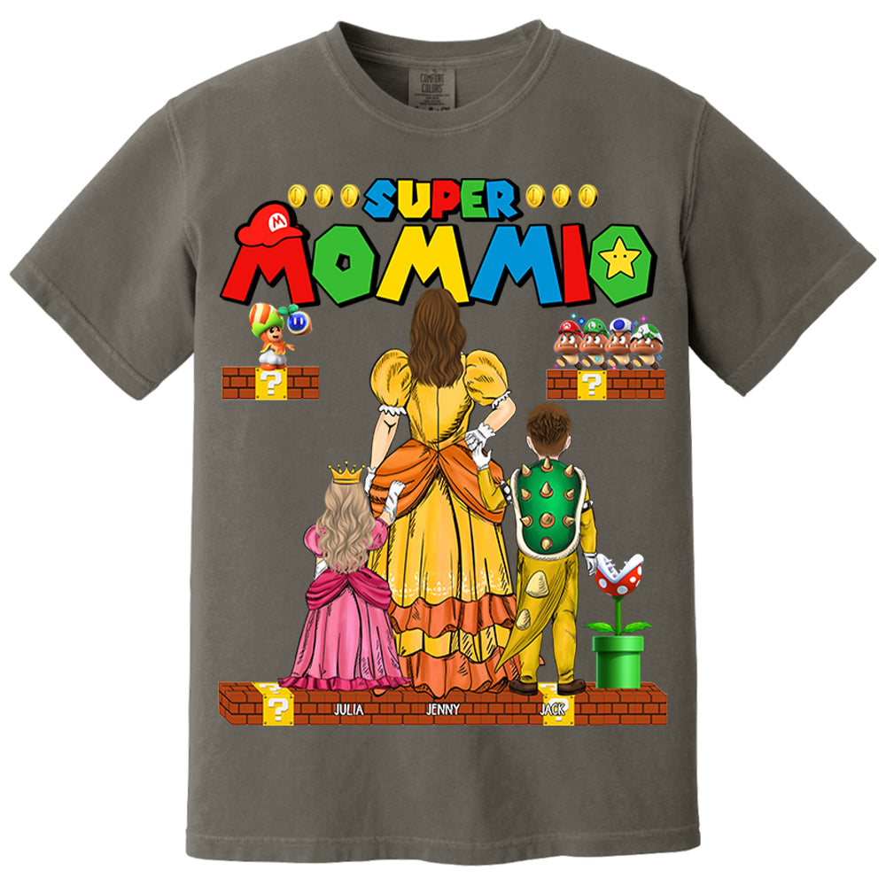 Custom Super Mommio Shirt, Personalized Mommio T-Shirt, Mothers Day Gift Tshirt, Mommio Shirt, Custom Kids Name Mom Shirt, Gamer Mom T Shirt Nh00