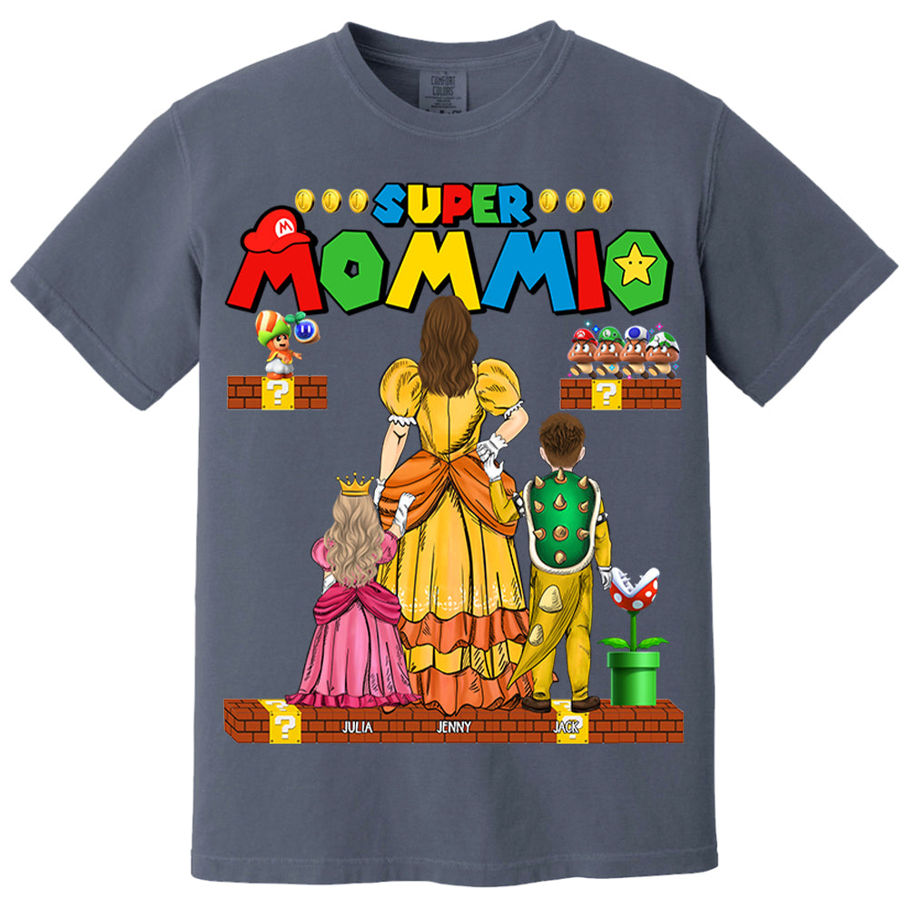 Custom Super Mommio Shirt, Personalized Mommio T-Shirt, Mothers Day Gift Tshirt, Mommio Shirt, Custom Kids Name Mom Shirt, Gamer Mom T Shirt Nh00
