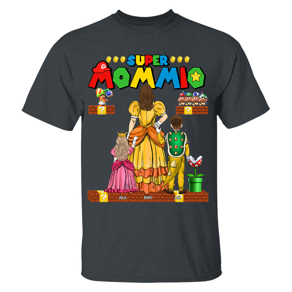 Custom Super Mommio Shirt, Personalized Mommio T-Shirt, Mothers Day Gift Tshirt, Mommio Shirt, Custom Kids Name Mom Shirt, Gamer Mom T Shirt Nh00
