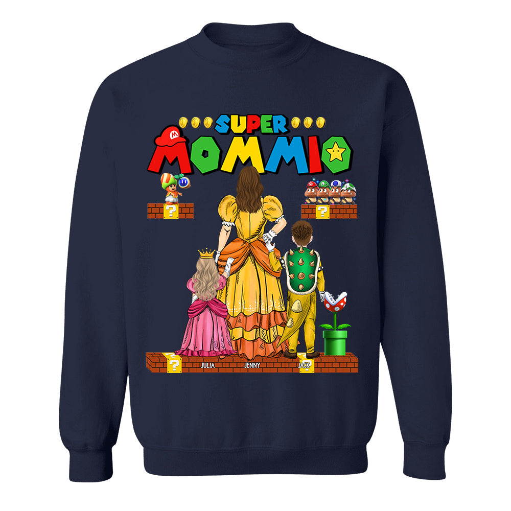 Custom Super Mommio Shirt, Personalized Mommio T-Shirt, Mothers Day Gift Tshirt, Mommio Shirt, Custom Kids Name Mom Shirt, Gamer Mom T Shirt Nh00