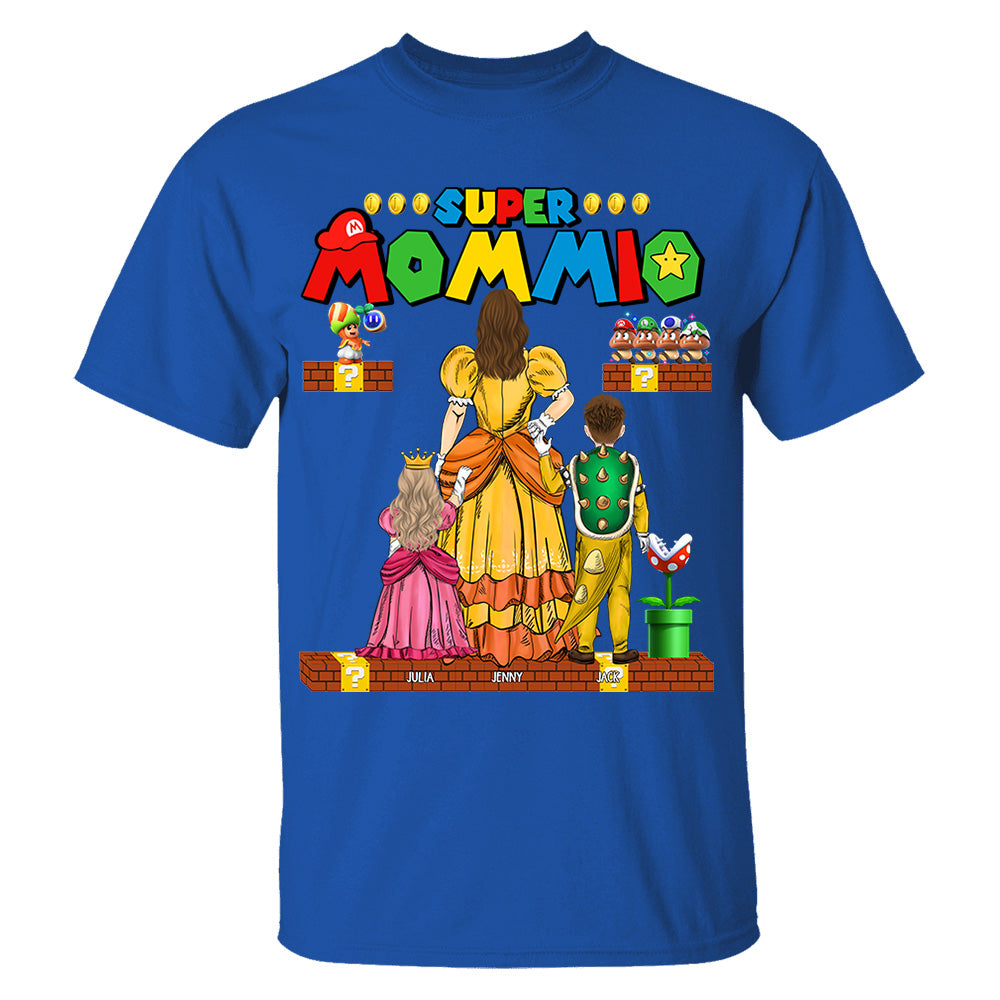 Custom Super Mommio Shirt, Personalized Mommio T-Shirt, Mothers Day Gift Tshirt, Mommio Shirt, Custom Kids Name Mom Shirt, Gamer Mom T Shirt Nh00