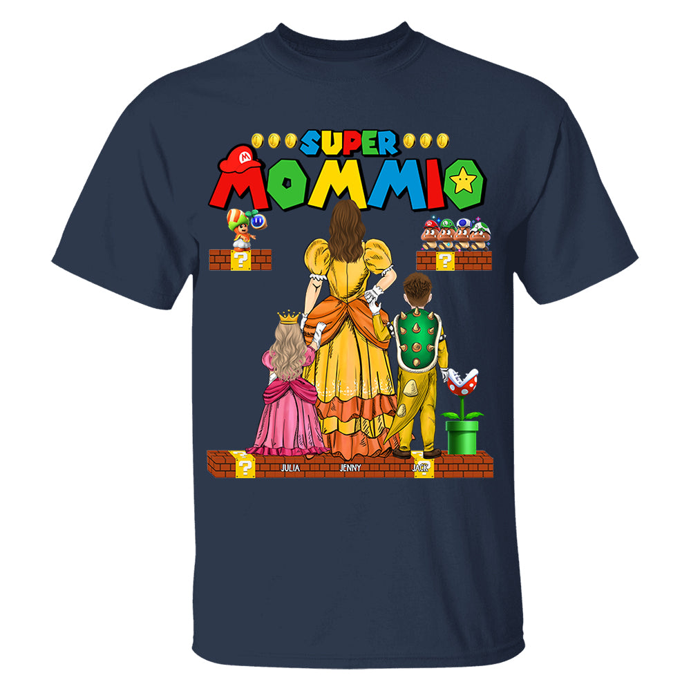 Custom Super Mommio Shirt, Personalized Mommio T-Shirt, Mothers Day Gift Tshirt, Mommio Shirt, Custom Kids Name Mom Shirt, Gamer Mom T Shirt Nh00