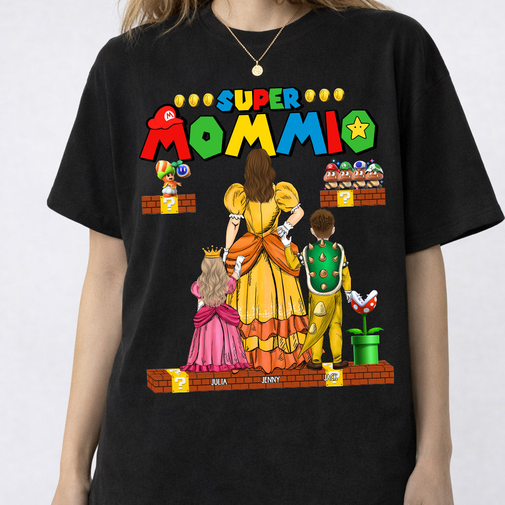 Custom Super Mommio Shirt, Personalized Mommio T-Shirt, Mothers Day Gift Tshirt, Mommio Shirt, Custom Kids Name Mom Shirt, Gamer Mom T Shirt Nh00