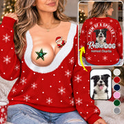 Personalized Funny Christmas All Over Print Shirts, Mom Of A Spoiled Rotten Dog, Custom Photo Dog Gift For Dog Lovers T1807 VH01