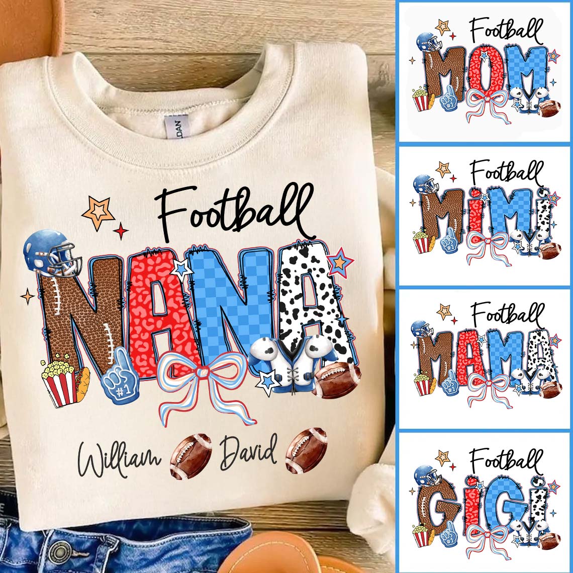 Football Mama - Personalized Shirt Gift For Grandma
