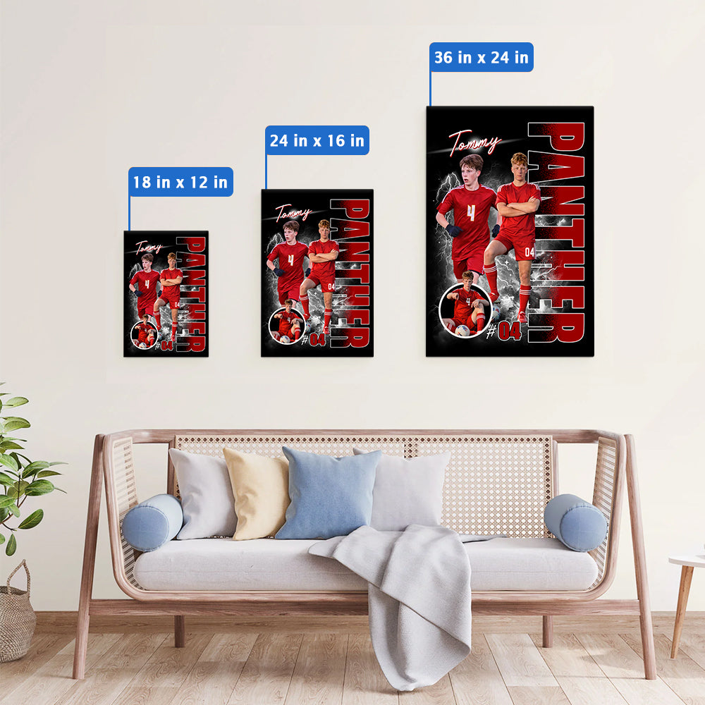 Custom Photo Soccer Player Poster - Personalized Team Name School Name Bootleg Poster Soccer T1807