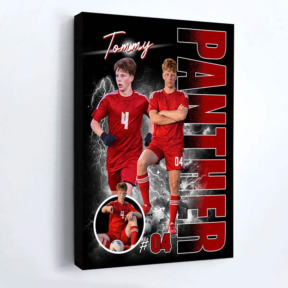Custom Photo Soccer Player Poster - Personalized Team Name School Name Bootleg Poster Soccer T1807