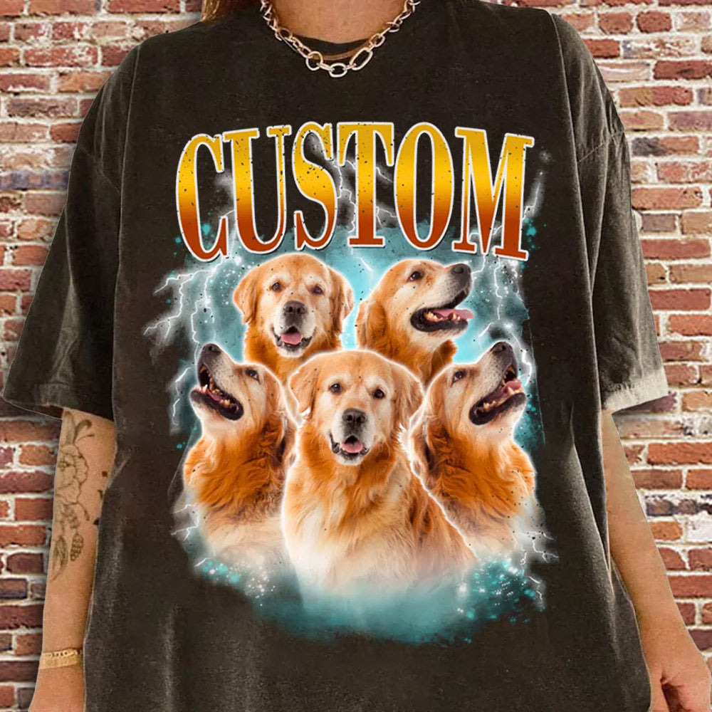 Custom Comfort Colors Vintage Bootleg Pet Shirt Pet Photo + Name Custom Dog Portrait Personalized Shirt Custom T Shirts Cat Shirt 90's Tee