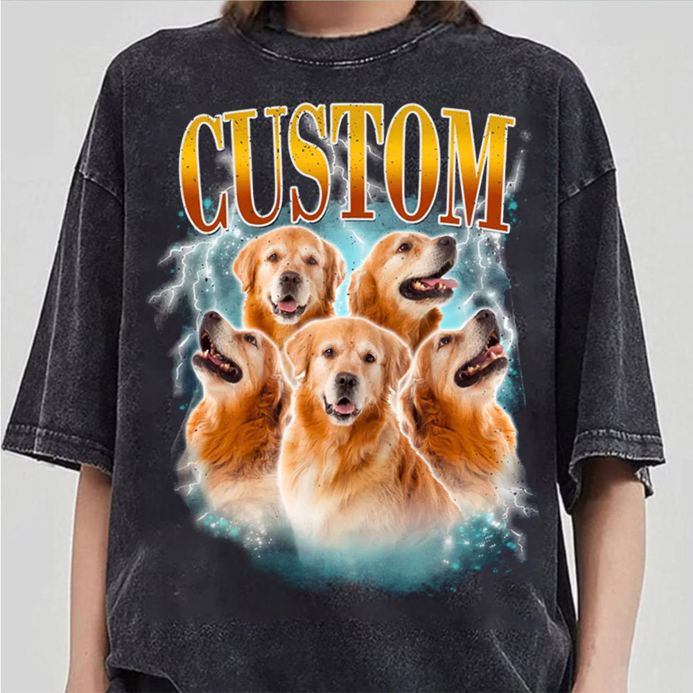 Custom Comfort Colors Vintage Bootleg Pet Shirt Pet Photo + Name Custom Dog Portrait Personalized Shirt Custom T Shirts Cat Shirt 90's Tee