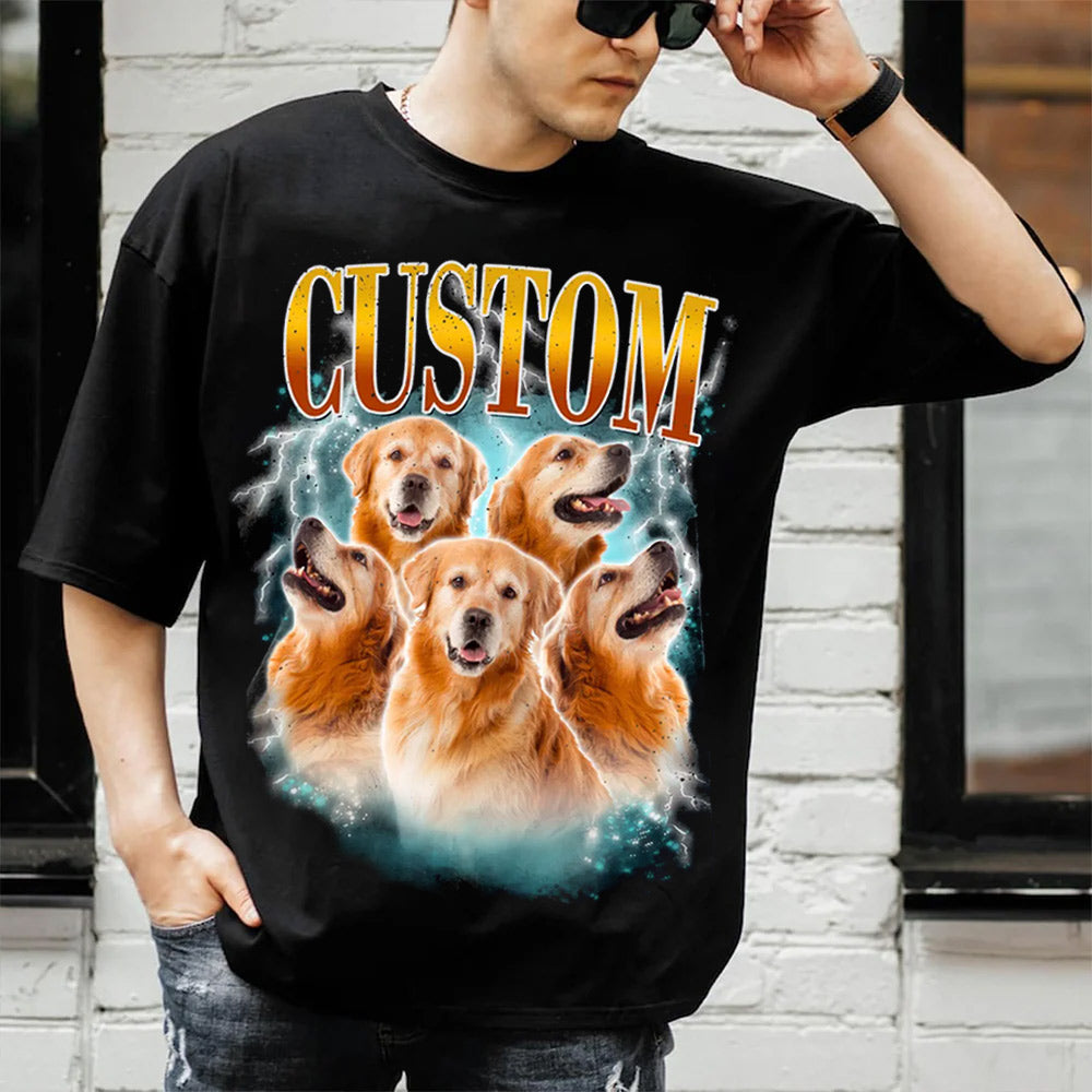 Custom Comfort Colors Vintage Bootleg Pet Shirt Pet Photo + Name Custom Dog Portrait Personalized Shirt Custom T Shirts Cat Shirt 90's Tee