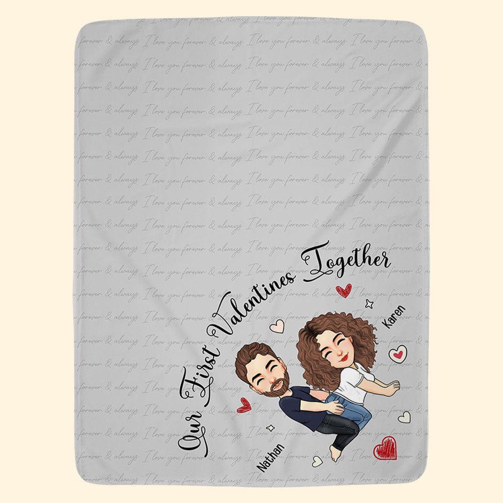 Our First Valentines Together Naughty Couple - Personalized Fleece Blanket, Sherpa Blanket Pa00