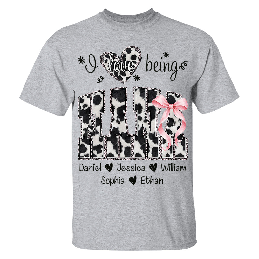 I Love Being Nana Farmhouse Style Shirt with Names, Farmhouse Grandma Tee, Mother’s Day Gift for Nana VH01