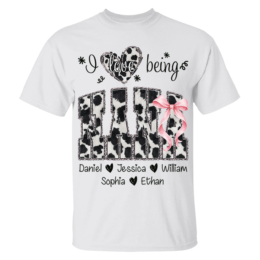 I Love Being Nana Farmhouse Style Shirt with Names, Farmhouse Grandma Tee, Mother’s Day Gift for Nana VH01