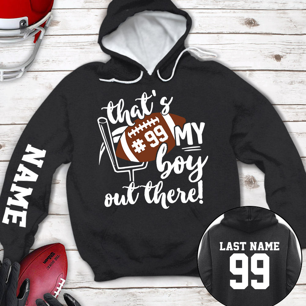 Personalized Shirt That's My Son Out There All Over Print Shirt For Football Mom Dad Football Family Game Day Shirt H2511