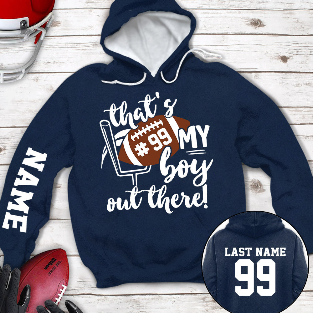 Personalized Shirt That's My Son Out There All Over Print Shirt For Football Mom Dad Football Family Game Day Shirt H2511