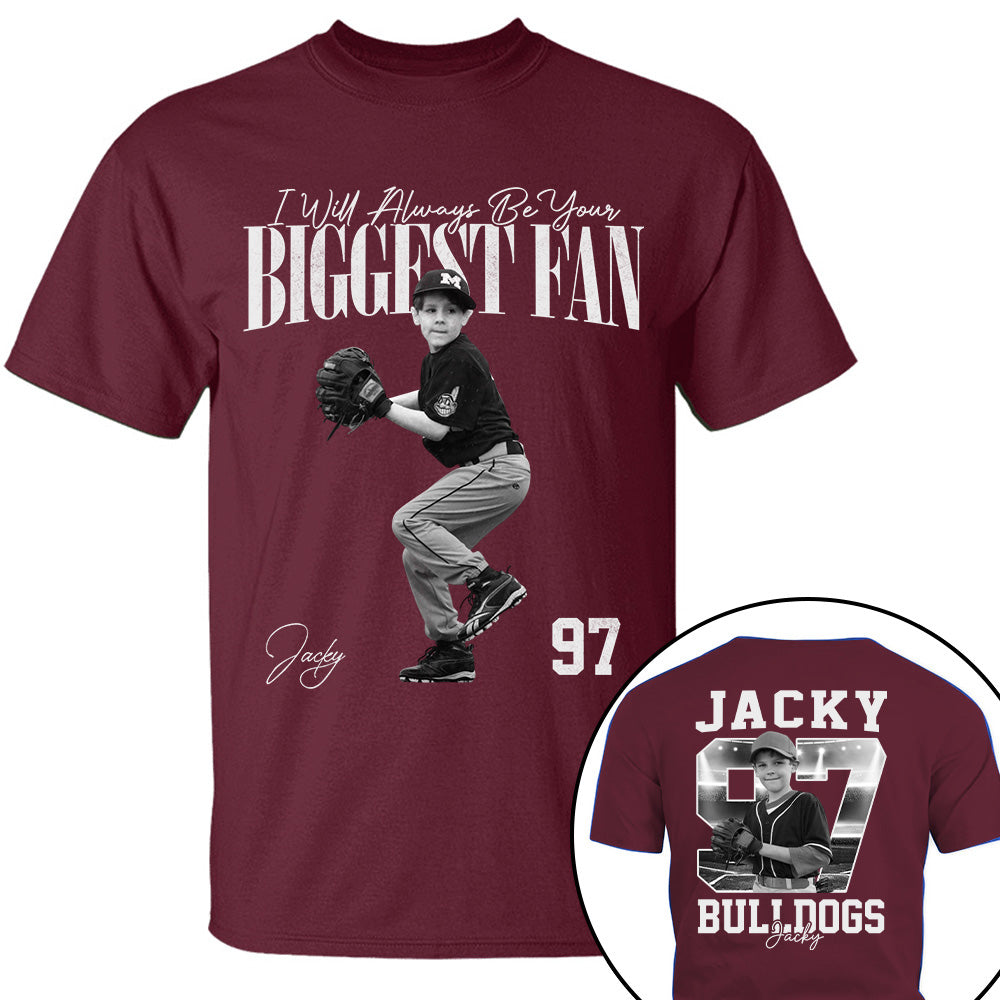 I'll Always Be Your Biggest Fan - Washed Tee Retro Bootleg Shirt - Custom Photo Baseball Player Gift For Baseball Lovers T1807 T24