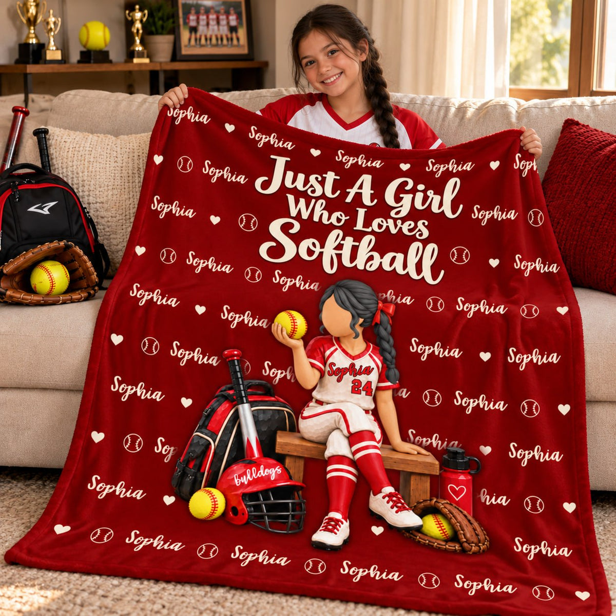 Just A Girl Who Loves Softball - Personalized Blanket For Softball Lovers NA04 VH01 VN09